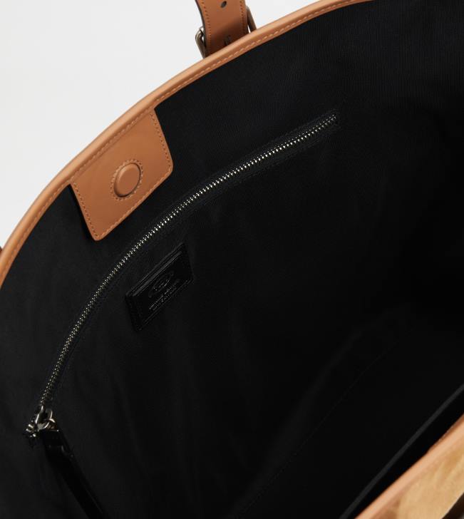 Tod\'s 8NXV1001 hnedá muži nákupná taška v semišovej strednej farbe