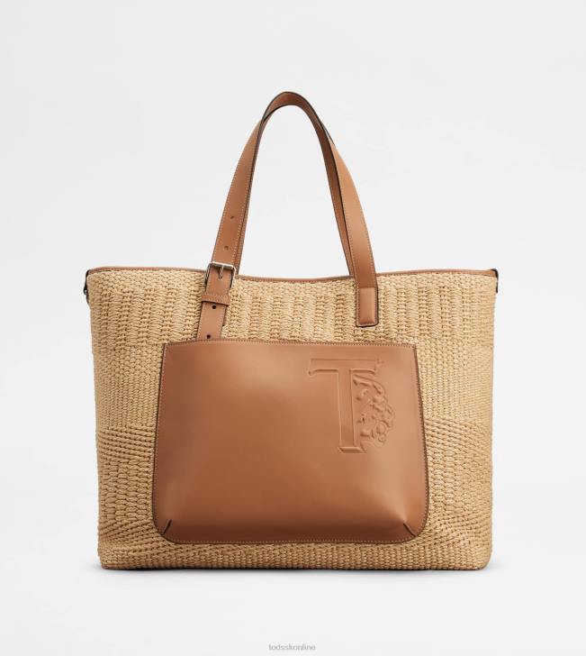 Tod's 8NXV1002 béžová/hnedá muži nákupná taška zo šnúry a kože