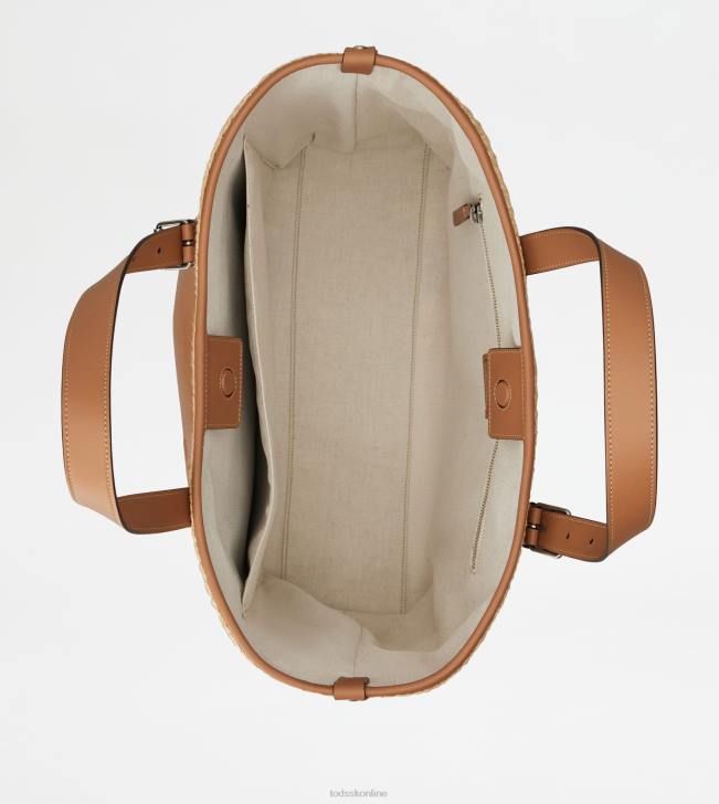 Tod\'s 8NXV1002 béžová/hnedá muži nákupná taška zo šnúry a kože