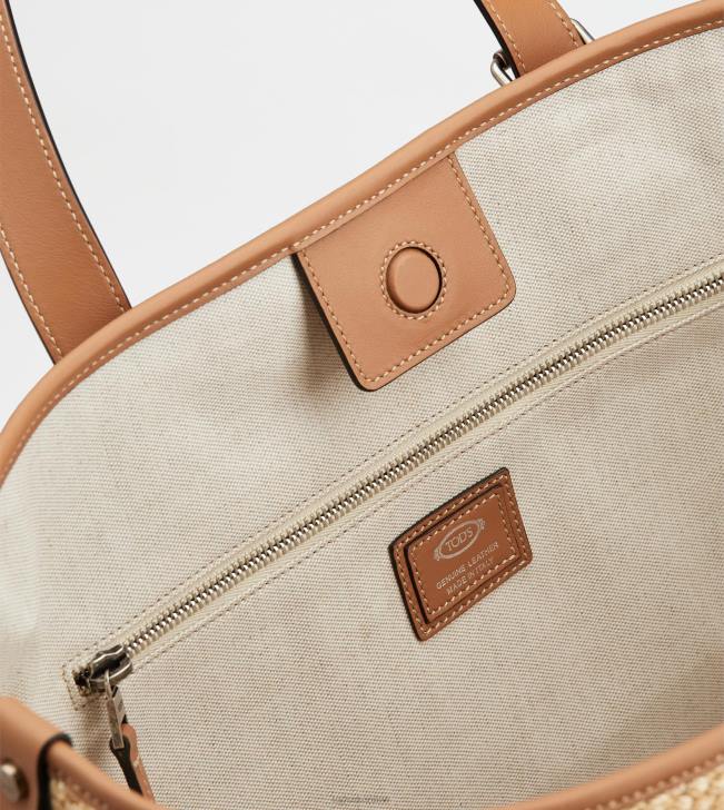 Tod\'s 8NXV1002 béžová/hnedá muži nákupná taška zo šnúry a kože