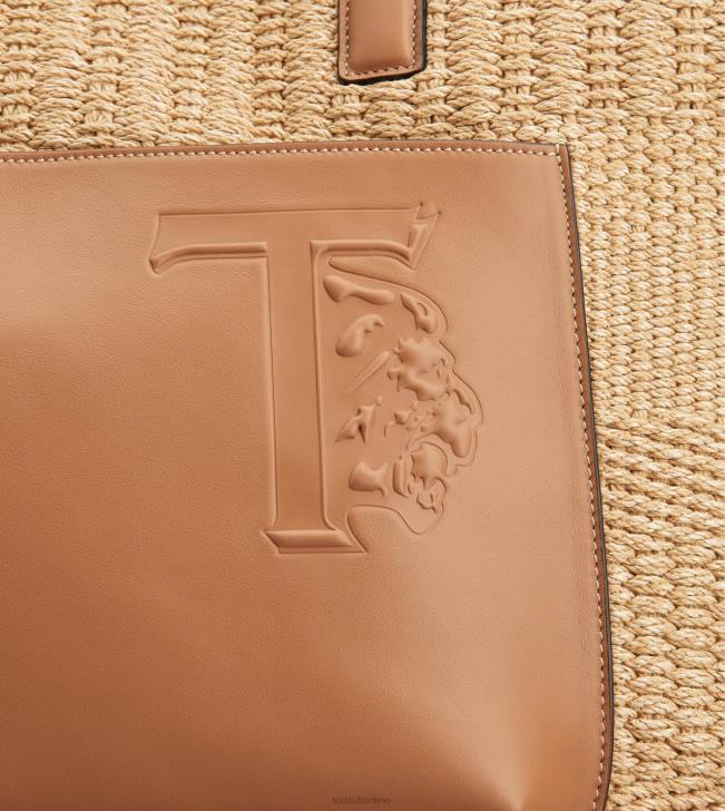 Tod\'s 8NXV1002 béžová/hnedá muži nákupná taška zo šnúry a kože