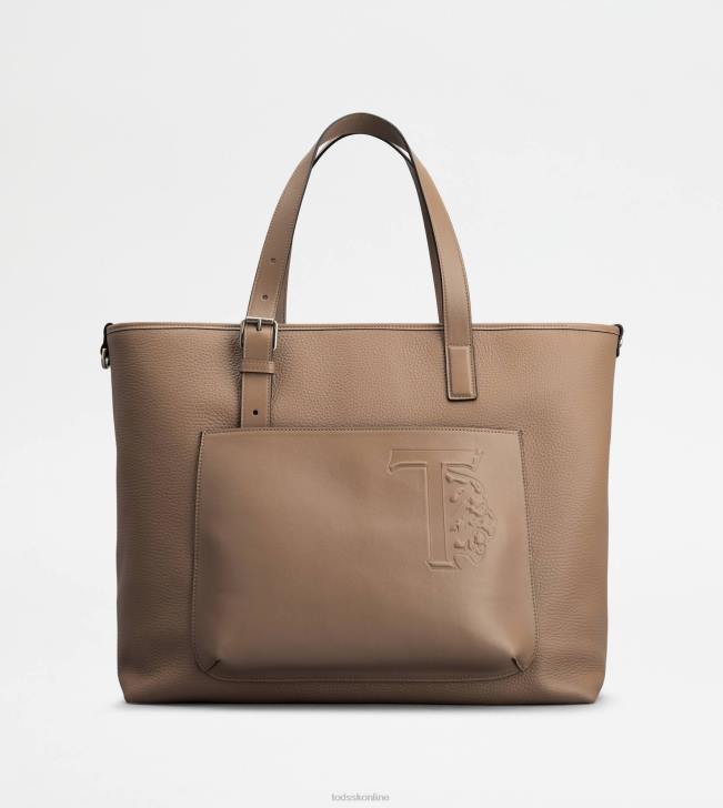 Tod's 8NXV1004 hnedá muži nákupná taška zo strednej kože