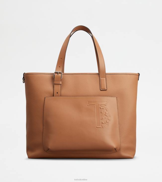 Tod's 8NXV1005 hnedá muži nákupná taška zo strednej kože