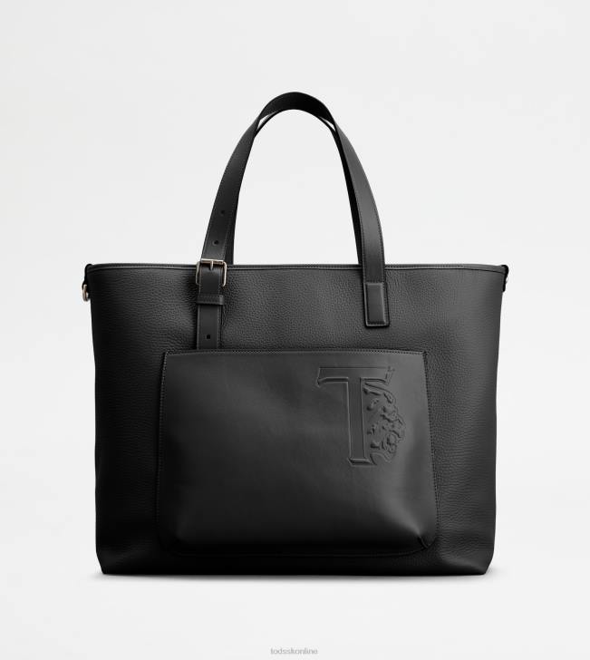Tod's 8NXV1006 čierna muži nákupná taška zo strednej kože