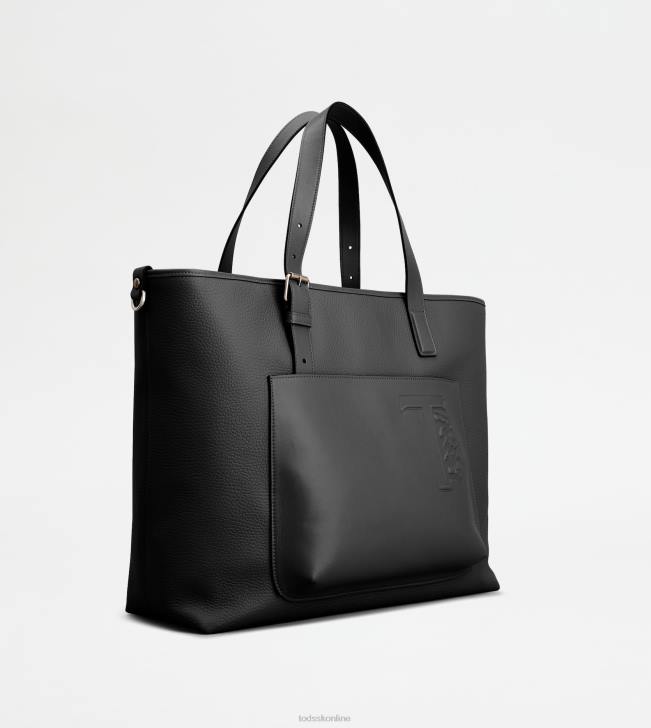 Tod\'s 8NXV1006 čierna muži nákupná taška zo strednej kože