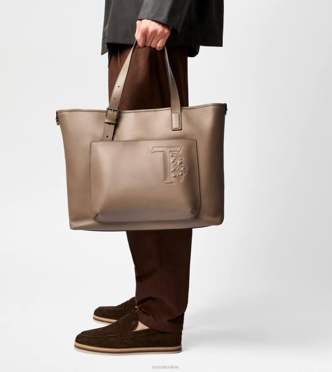 Tod\'s 8NXV1007 hnedá muži nákupná taška v semišovej strednej farbe