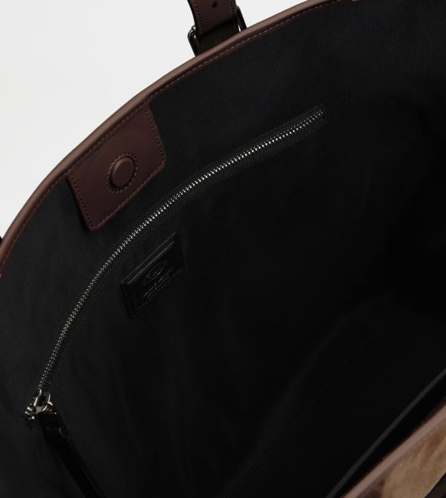 Tod\'s 8NXV1007 hnedá muži nákupná taška v semišovej strednej farbe
