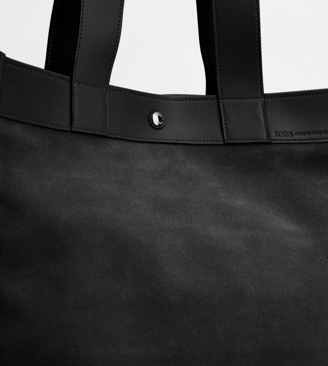 Tod\'s 8NXV993 čierna muži nákupná taška v semišovej strednej farbe