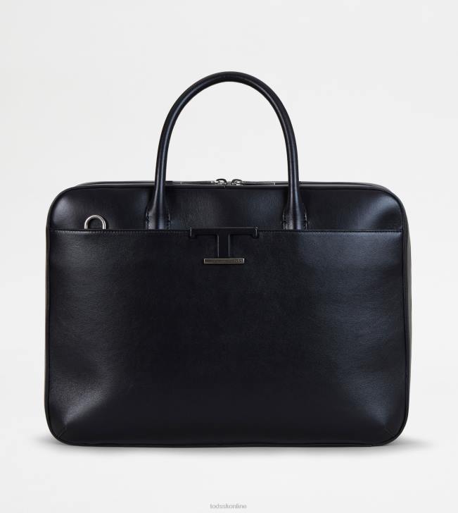 Tod's 8NXV995 čierna muži t nadčasová aktovka v koženom strednom prevedení