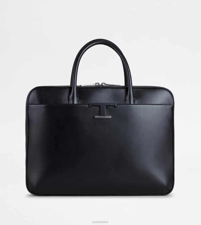 Tod's 8NXV996 čierna muži t nadčasová tenká aktovka v koženom strednom prevedení