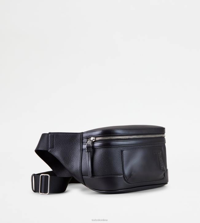 Tod\'s 8NXV989 čierna muži malá kožená taška cez pás