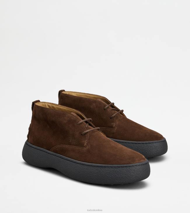 Tod\'s 8NXV786 hnedá muži w. g. púštne čižmy v semišovom prevedení