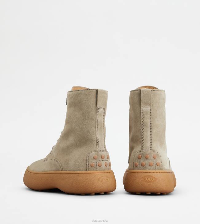 Tod\'s 8NXV791 béžová muži w. g. šnurovacie členkové čižmy zo semišu