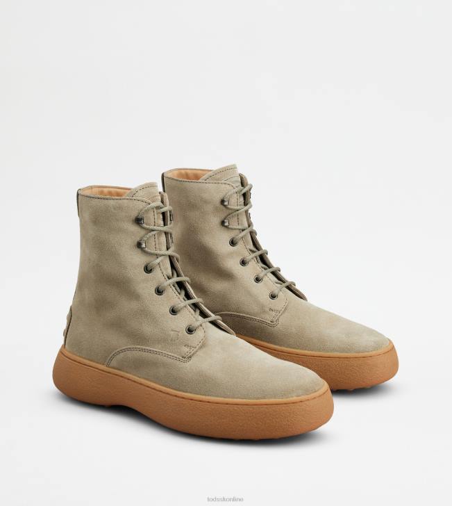 Tod\'s 8NXV791 béžová muži w. g. šnurovacie členkové čižmy zo semišu