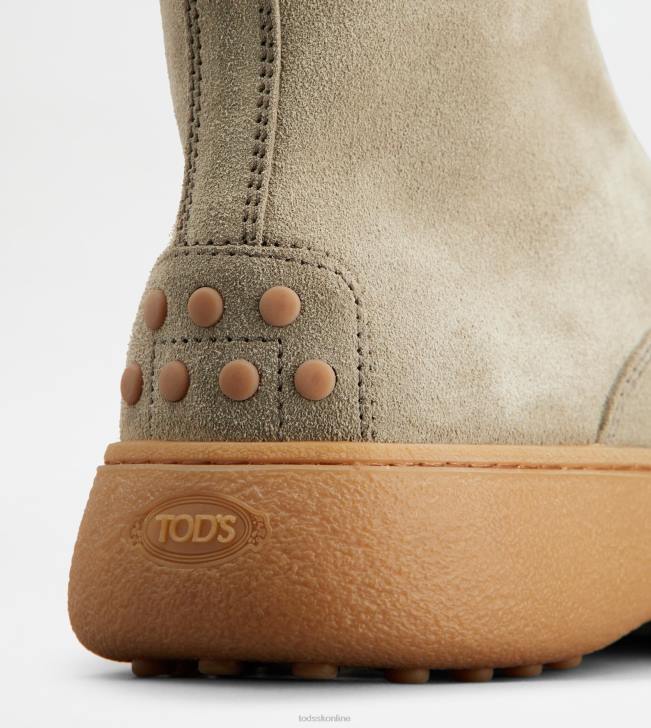 Tod\'s 8NXV791 béžová muži w. g. šnurovacie členkové čižmy zo semišu