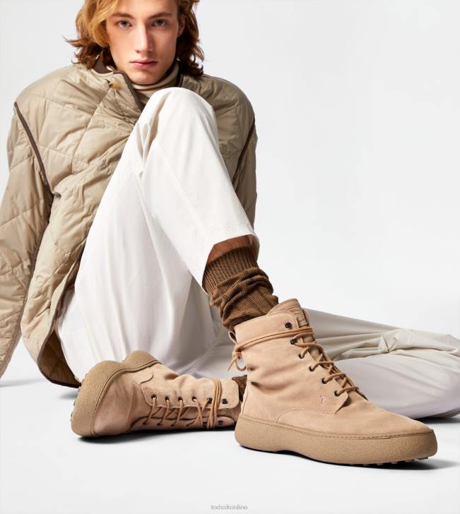 Tod\'s 8NXV792 béžová muži w. g. šnurovacie členkové čižmy zo semišu