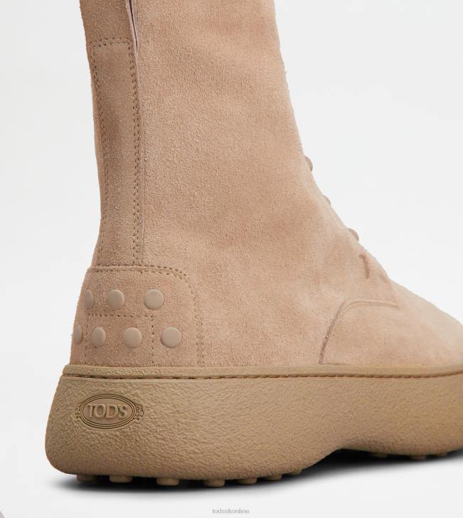 Tod\'s 8NXV792 béžová muži w. g. šnurovacie členkové čižmy zo semišu
