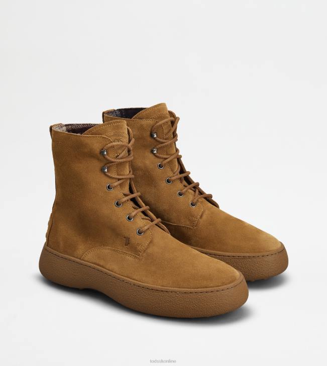 Tod\'s 8NXV793 hnedá muži w. g. šnurovacie členkové čižmy zo semišu