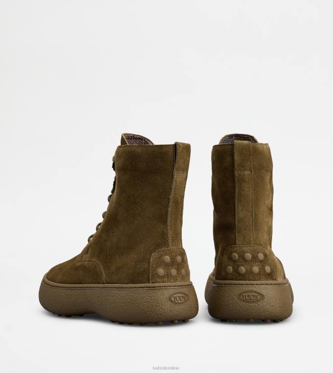 Tod\'s 8NXV794 zelená muži w. g. šnurovacie členkové čižmy zo semišu