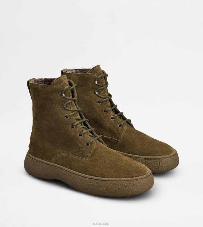 Tod\'s 8NXV794 zelená muži w. g. šnurovacie členkové čižmy zo semišu