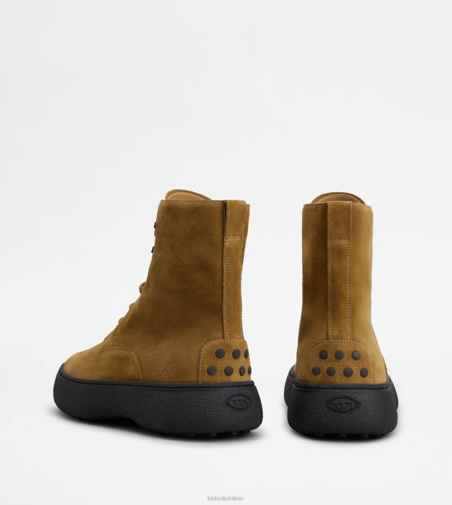 Tod\'s 8NXV795 hnedá muži w. g. šnurovacie členkové čižmy zo semišu