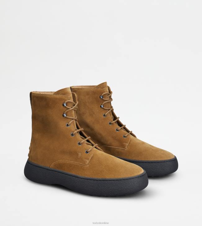 Tod\'s 8NXV795 hnedá muži w. g. šnurovacie členkové čižmy zo semišu