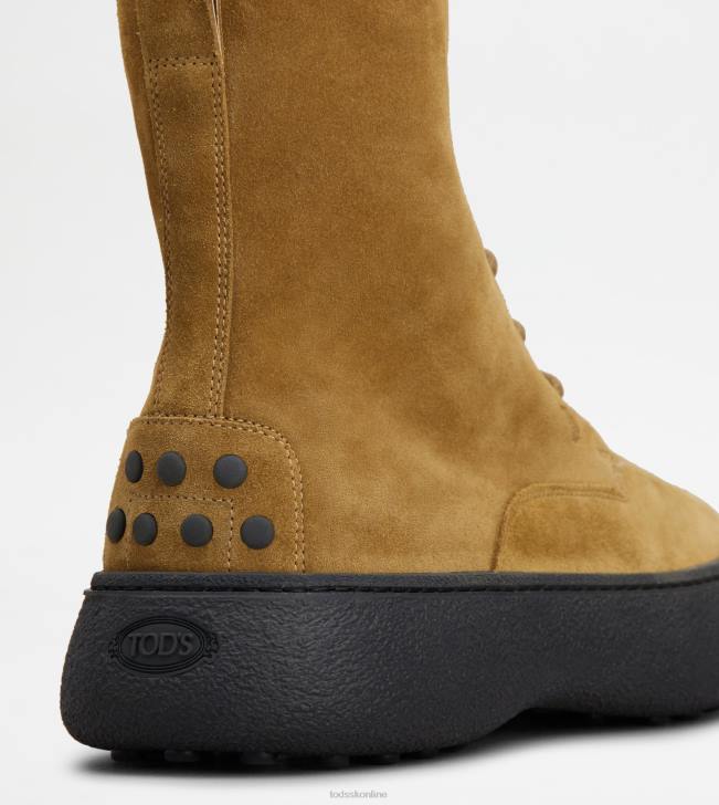 Tod\'s 8NXV795 hnedá muži w. g. šnurovacie členkové čižmy zo semišu