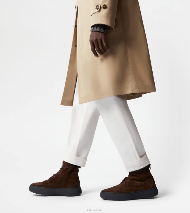 Tod\'s 8NXV796 hnedá muži w. g. šnurovacie členkové čižmy zo semišu