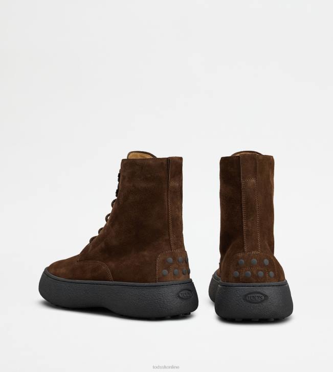 Tod\'s 8NXV796 hnedá muži w. g. šnurovacie členkové čižmy zo semišu
