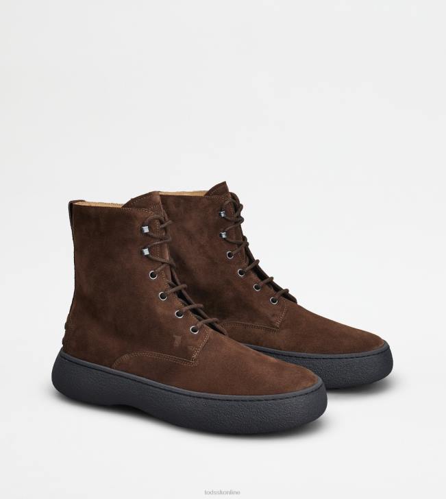 Tod\'s 8NXV796 hnedá muži w. g. šnurovacie členkové čižmy zo semišu