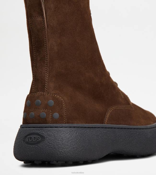 Tod\'s 8NXV796 hnedá muži w. g. šnurovacie členkové čižmy zo semišu