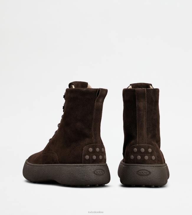 Tod\'s 8NXV797 hnedá muži w. g. šnurovacie členkové čižmy zo semišu