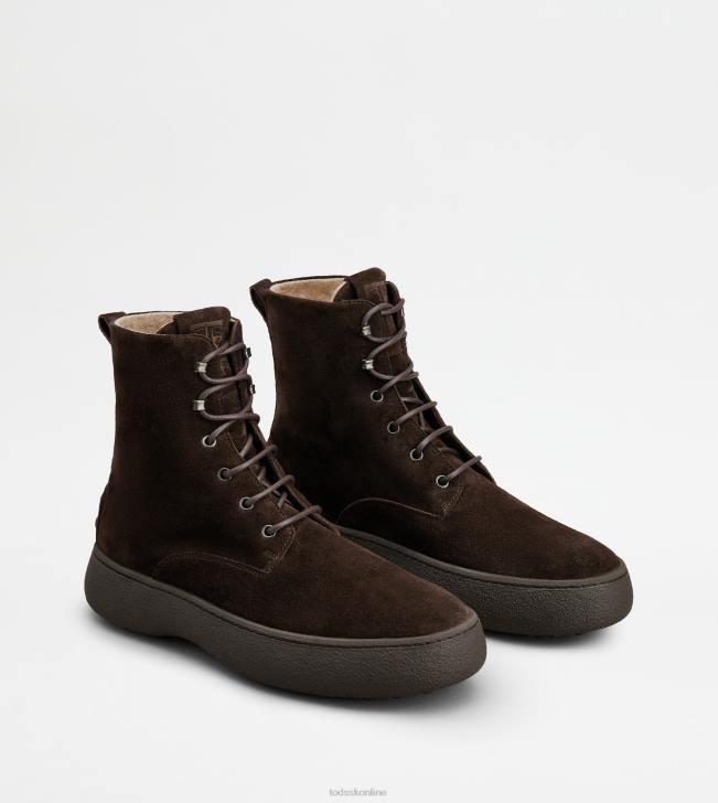 Tod\'s 8NXV797 hnedá muži w. g. šnurovacie členkové čižmy zo semišu