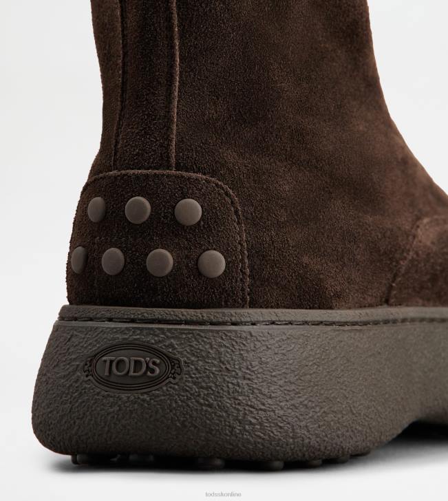 Tod\'s 8NXV797 hnedá muži w. g. šnurovacie členkové čižmy zo semišu