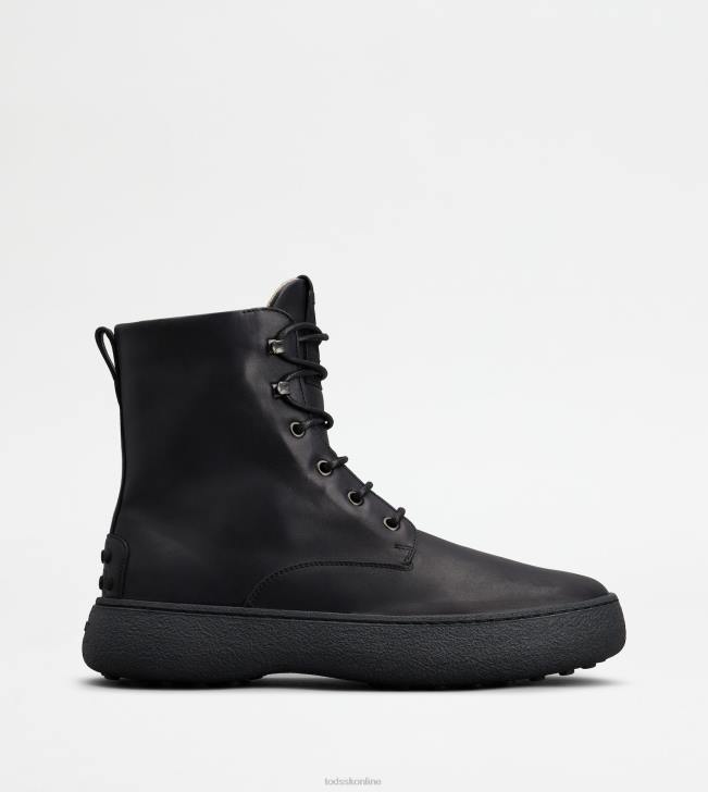 Tod\'s 8NXV798 čierna muži w. g. šnurovacie členkové čižmy z kože