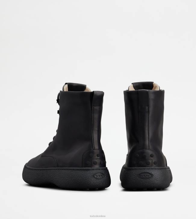 Tod\'s 8NXV798 čierna muži w. g. šnurovacie členkové čižmy z kože