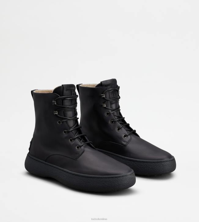 Tod\'s 8NXV798 čierna muži w. g. šnurovacie členkové čižmy z kože