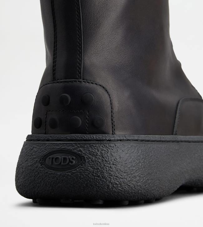 Tod\'s 8NXV798 čierna muži w. g. šnurovacie členkové čižmy z kože
