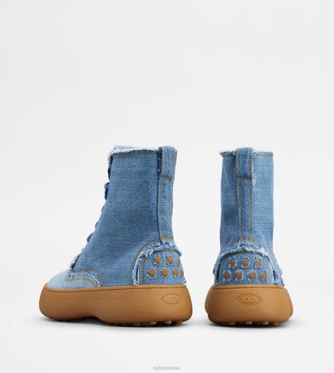 Tod\'s 8NXV799 svetlo modrá muži w. g. šnurovacie členkové čižmy z džínsoviny