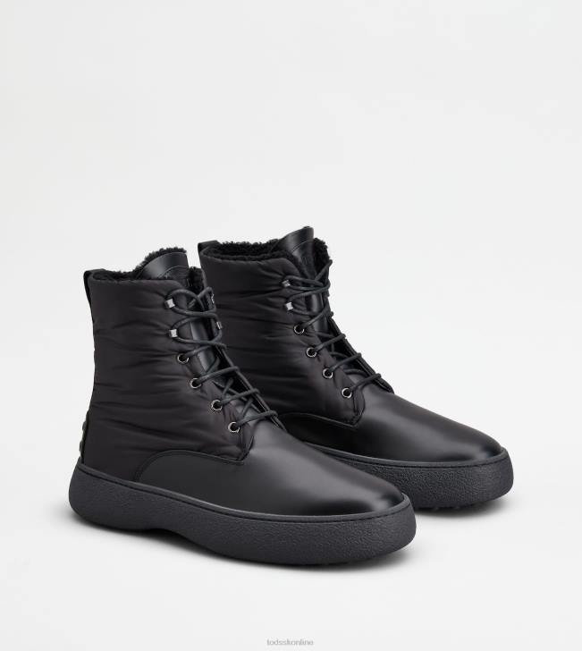 Tod\'s 8NXV801 čierna muži w. g. šnurovacie členkové čižmy z kože a látky