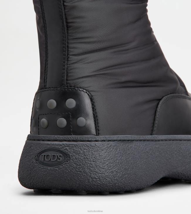 Tod\'s 8NXV801 čierna muži w. g. šnurovacie členkové čižmy z kože a látky