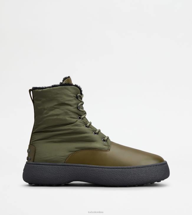 Tod's 8NXV802 zelená muži w. g. šnurovacie členkové čižmy z kože a látky