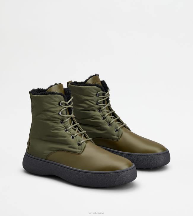 Tod\'s 8NXV802 zelená muži w. g. šnurovacie členkové čižmy z kože a látky