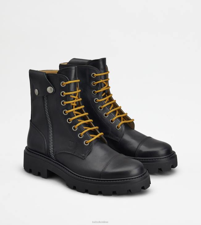 Tod\'s 8NXV813 čierna muži bojové topánky v koži