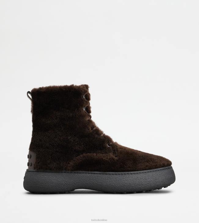 Tod's 8NXV814 hnedá muži w. g. šnurovacie členkové čižmy z ovčej kože