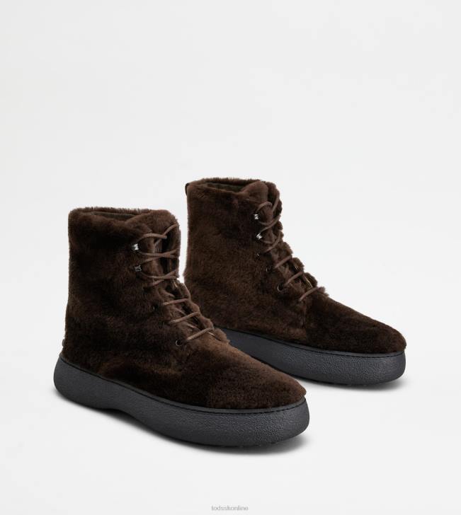 Tod\'s 8NXV814 hnedá muži w. g. šnurovacie členkové čižmy z ovčej kože