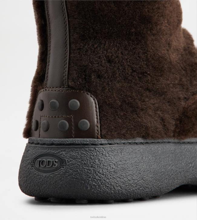 Tod\'s 8NXV814 hnedá muži w. g. šnurovacie členkové čižmy z ovčej kože