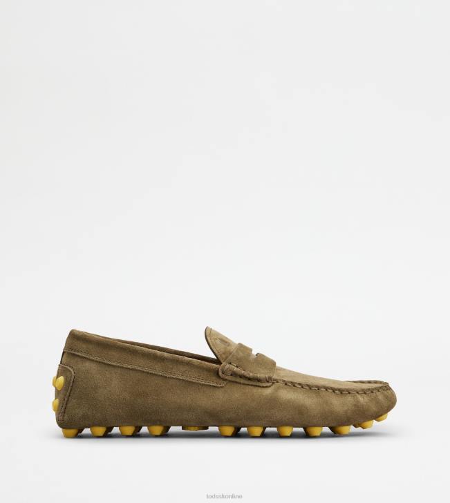Tod's 8NXV711 zelená/žltá muži gommino bublina v semišu