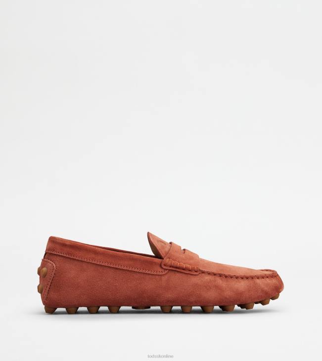 Tod's 8NXV712 červená/hnedá muži gommino bublina v semišu