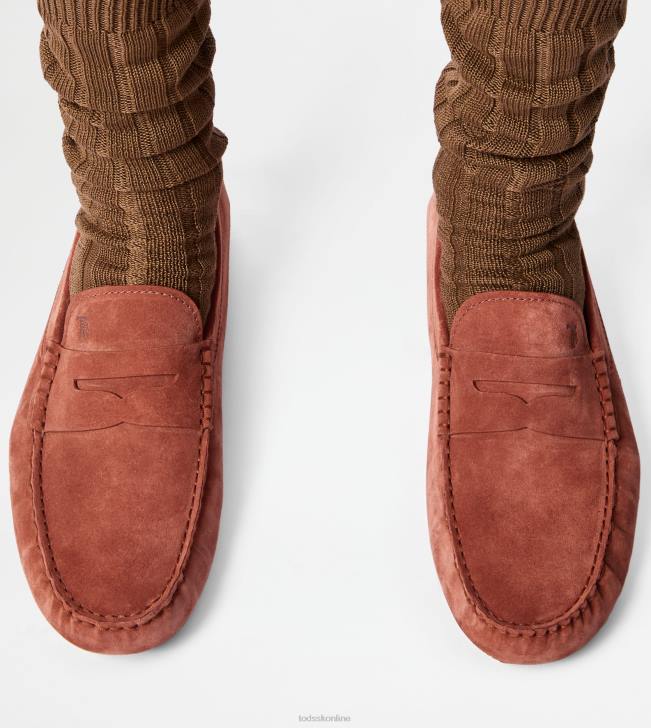Tod\'s 8NXV712 červená/hnedá muži gommino bublina v semišu